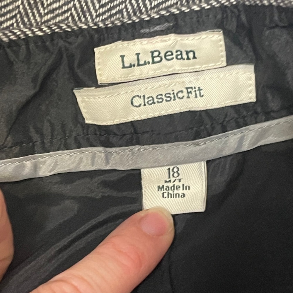 LL Bean Herringbone Dress Pants Trousers Womens 16 Black White Classic Fit‎ - Picture 12 of 15